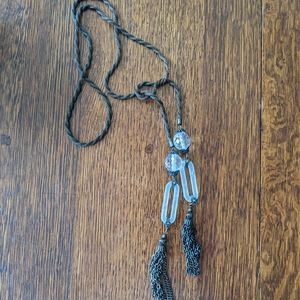 Necklace Lariat-style Mixed-Metal Rope with Glass and Tassel Ends